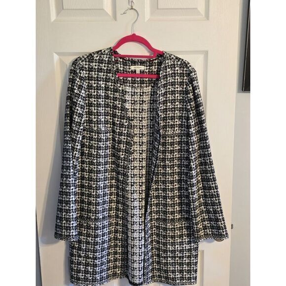 Max Studio Women's Black White Houndstooth‎ Jacket Size Large - Picture 1 of 10